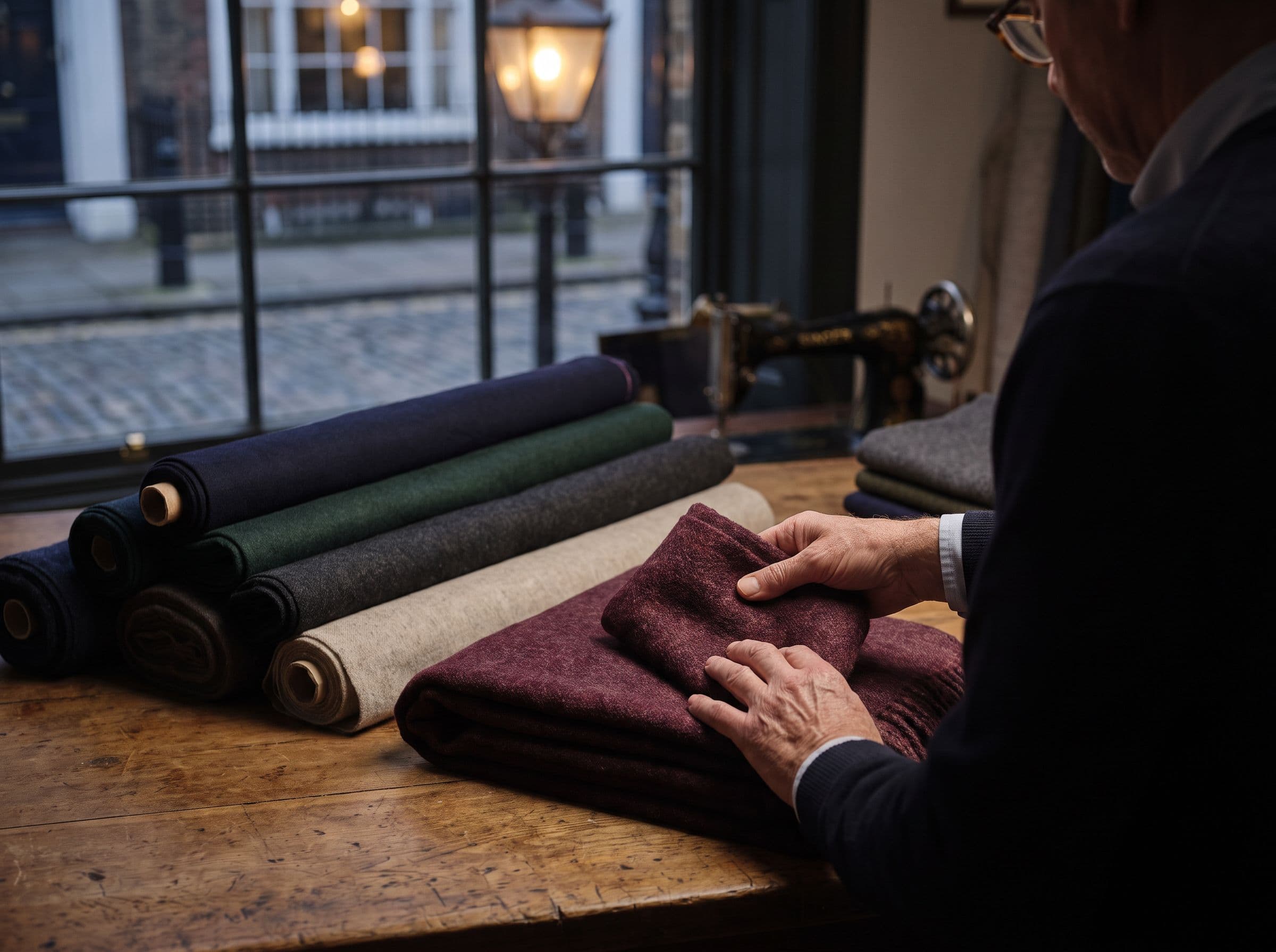 Artisan au métier à tisser une écharpe en laine
